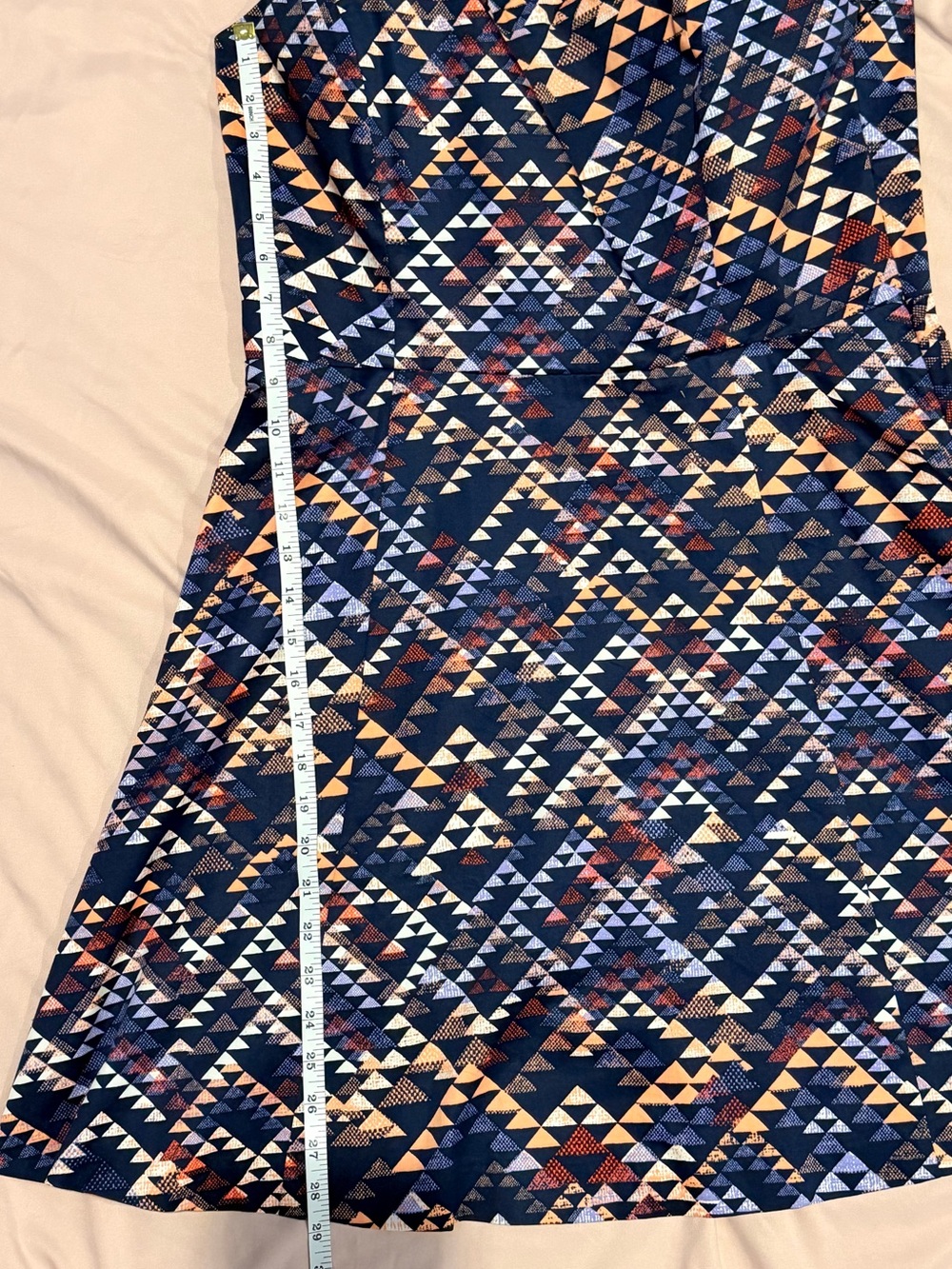 Banana Republic Geometric‎ Triangle Halter Dress Navy/Orange Fit/Flare Size  14 - Picture 5 of 9